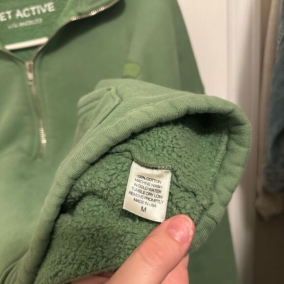 Set Active Half Zip Cropped Sweatshirt Pullover in Lucky Green Size Medium - Picture 9 of 9